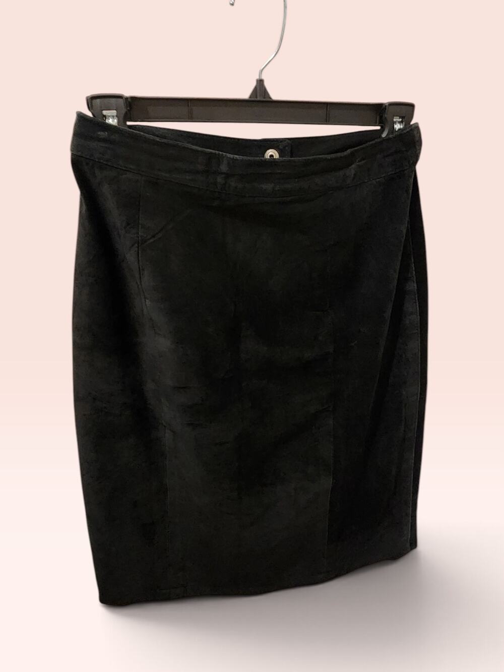 Suede Leather Skirt Black